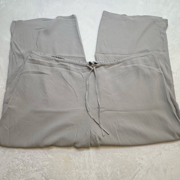 Eileen Fisher Grey Pants sz XL 100% Silk Cropped Pants - Picture 3 of 5